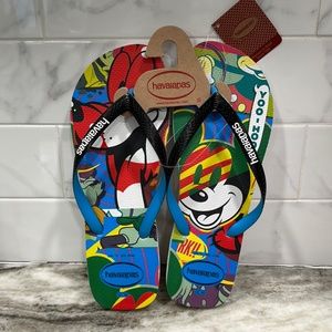 Disney Mickey Mouse & Pluto Pop Art Havaianas Flip Flops Mens Size 13 NEW TAGS